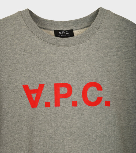 A.P.C - Velour Logo Sweat Grey/Red