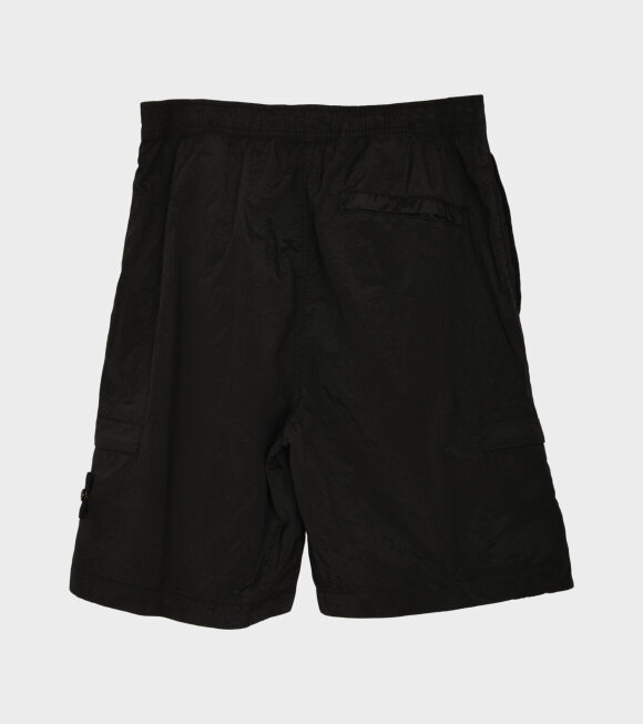 Stone Island - Econyl Pocket Logo Metallic Nylon Shorts Black