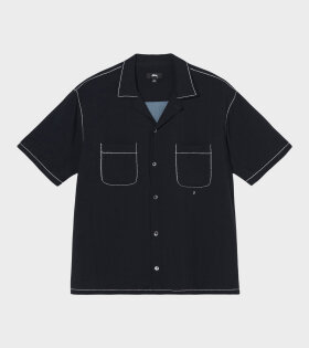 Contrast Pick Stitched Shirt Black