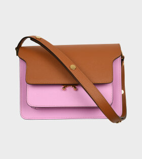 Medium Trunk Saffiano Bag Pink/Brown/Off-White