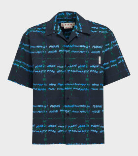 Camicia Logo Poplin S/S Shirt Black/Blue