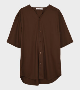 Collarless Shirt Dark Brown