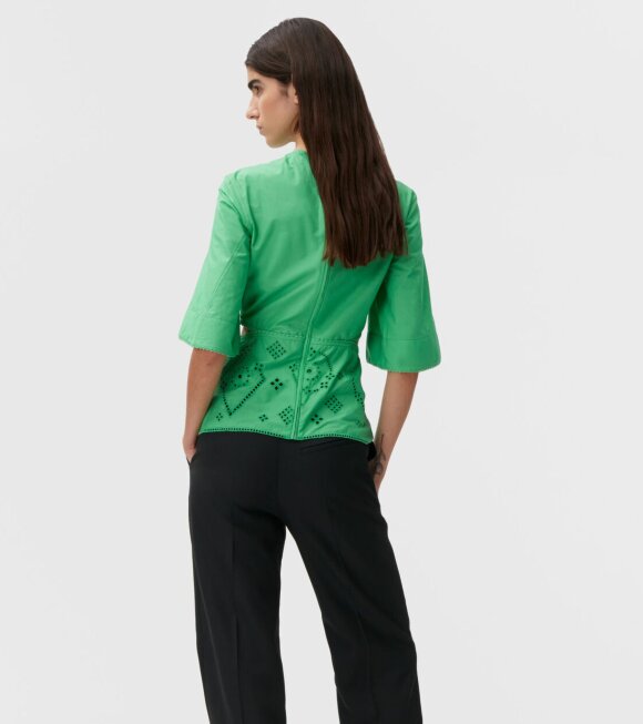 Ganni - Broderie Anglaise Top Kelly Green