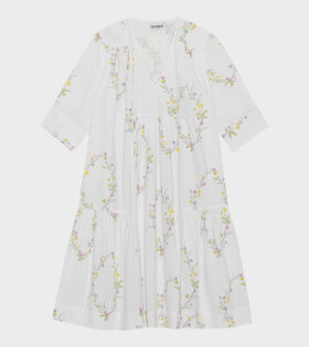 Printed Poplin Dress Floral Shape Bright White