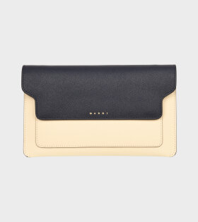 Saffiano Clutch Bag Off-White/Navy/Brown