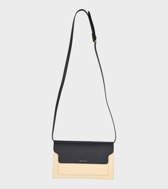 Marni - Saffiano Clutch Bag Off-White/Navy/Brown