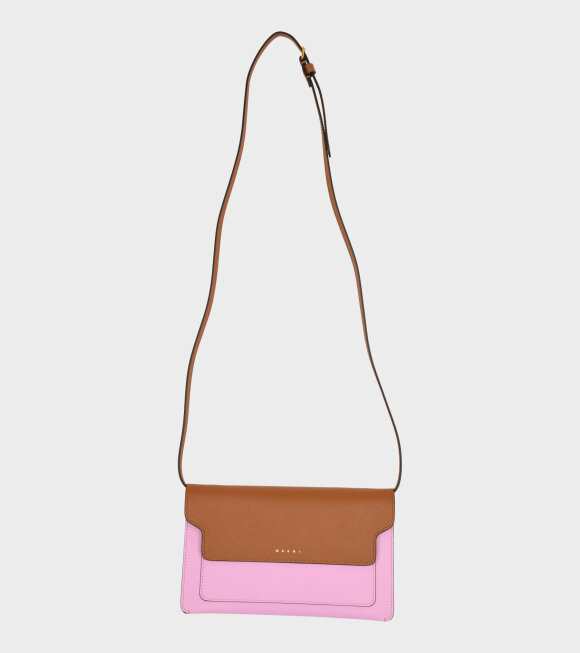 Marni - Saffiano Clutch Bag Pink/Brown/White