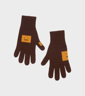 Acne Studios Knitted Gloves Ochre Orange/Coffee Brown