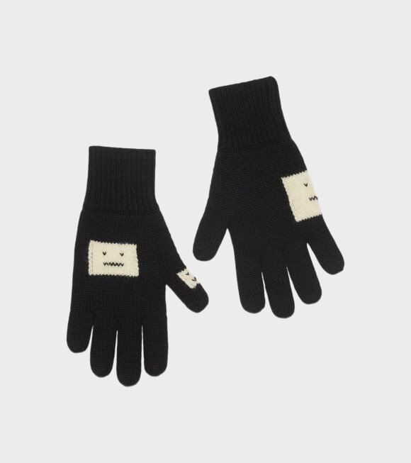 Acne Studios - Knitted Gloves Black/Oatmeal Melange