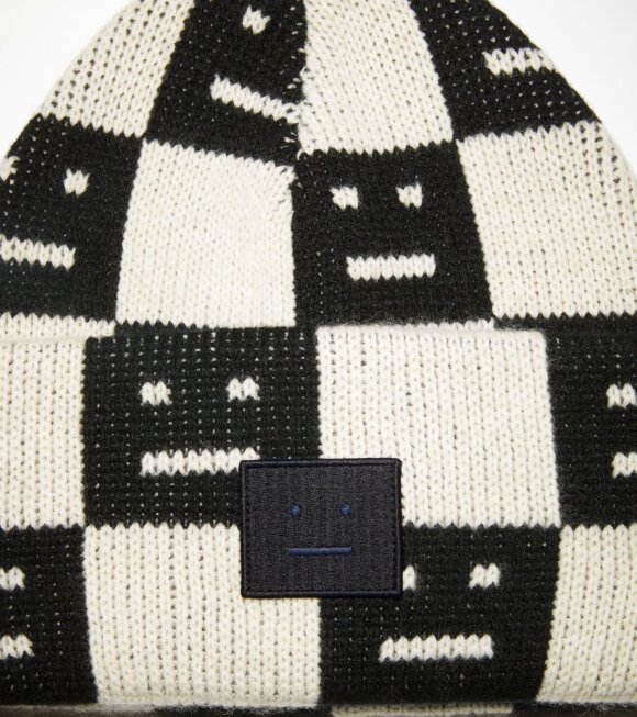 Acne Studios - Jacquard Knitted Beanie Hat Black/Oatmeal Melange
