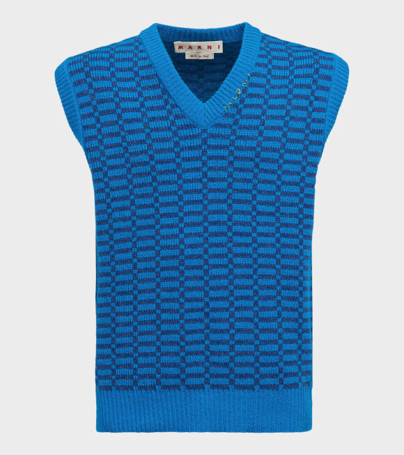 Marni - Shetland Wool V-neck Vest Vivid Blue