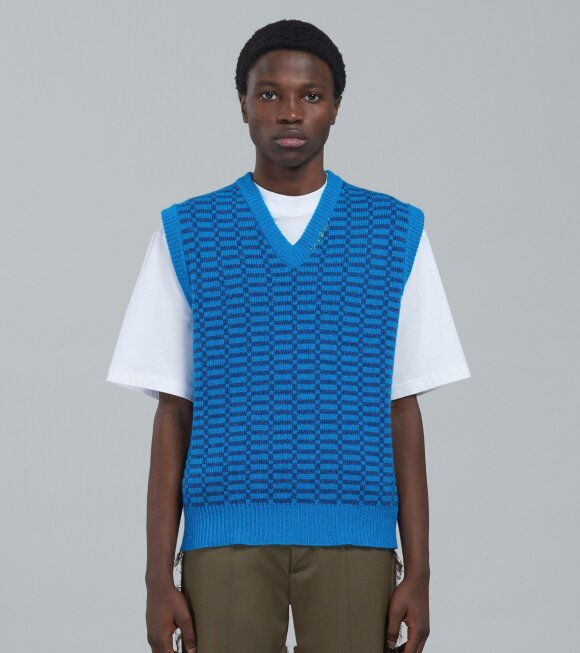 Marni - Shetland Wool V-neck Vest Vivid Blue
