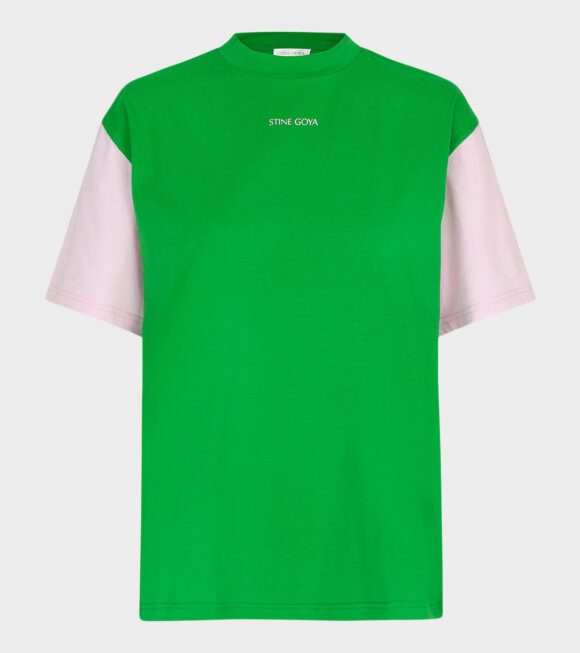 Stine Goya - Margila T-shirt Colour Block Green/Pink