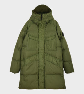 Midi Garment Dyed Crinkle Reps R-NY Down Jacket Green