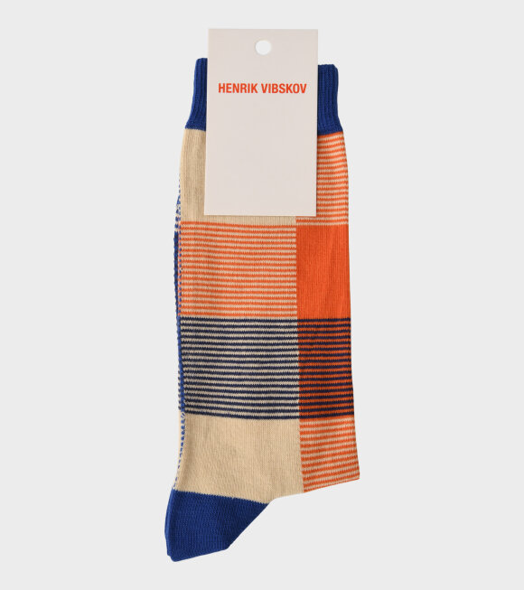 Henrik Vibskov - Check Socks Blue/Orange
