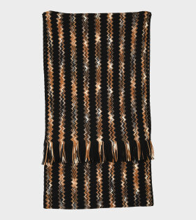 Wool Knit Zig Zag Scarf Black/Beige