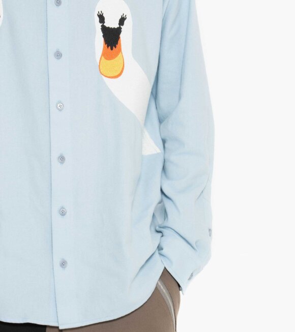 JW Anderson - Swan Embroidered Classic Fit Shirt Light Blue