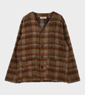 Cardigan Ament Check Mohair Brown