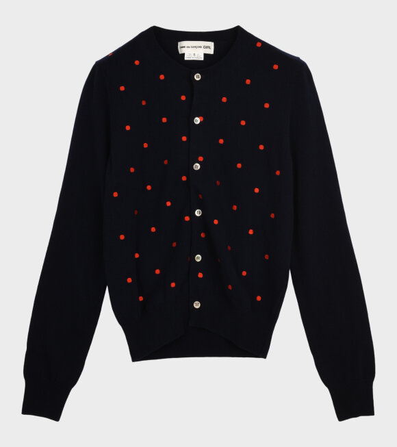 Comme des Garcons Girl - Dot Cardigan Navy/Red