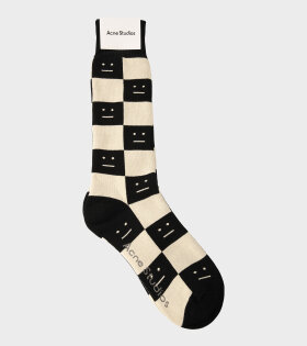 Checkerboard Socks Black/Oatmeal Beige