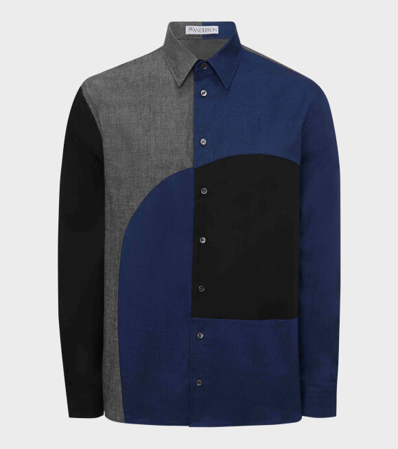 JW Anderson - Curved Patchwork Classic Fit Shirt Grey