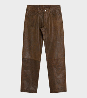 Loose Jeans Leather Rust Brown