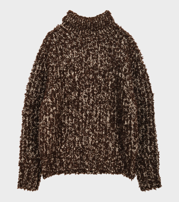 Acne Studios - High Neck Tufted Wool Jumper Chocolate Brown