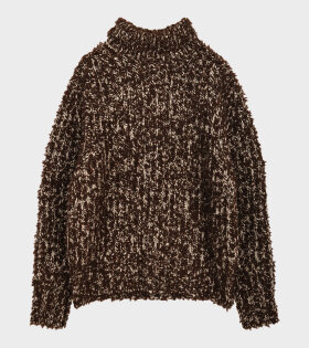 High Neck Tufted Wool Jumper Chocolate Brown
