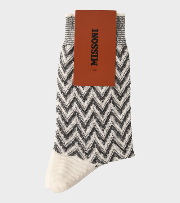 Missoni - Glitter Zig Zag Socks White/Grey