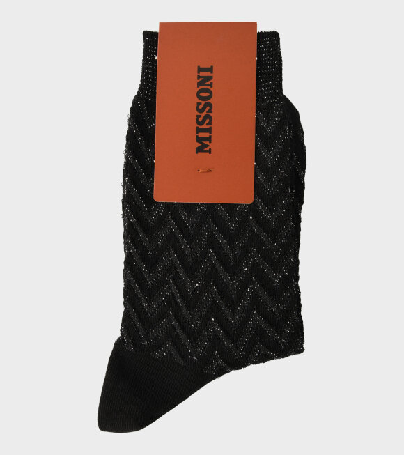 Missoni - Glitter Zig Zag Socks Black/Charcoal
