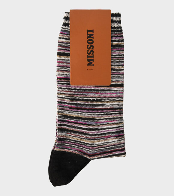 Missoni - Striped Glitter Socks Black/Purple/Pink