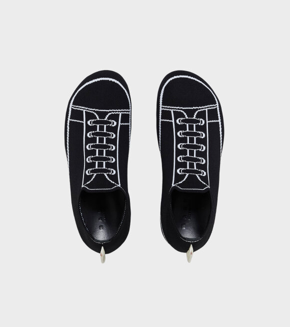 Marni - Trompe L'oeil Jacquard Low Top Sneakers Black/Lily White