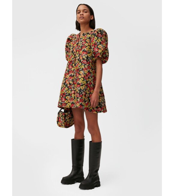 Ganni - 3D Jacquard Mini Dress Meadow Black