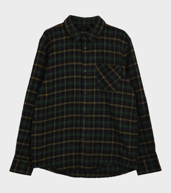 A.P.C - Checkered Wool Shirt Green/Black/Purple