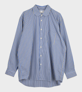 Round Collar Shirt Blue/White