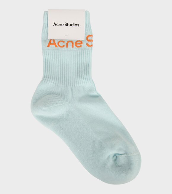 Acne Studios - Ribbed Logo Socks Light Blue/Orange