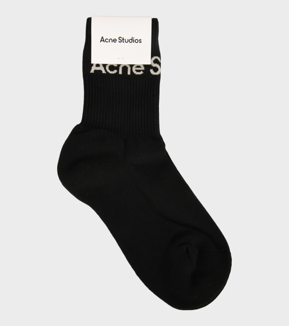 Acne Studios - Ribbed Logo Socks Black/Ivory