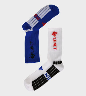 2-Pack Socks White/Royal Blue