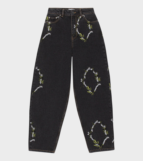 Ganni - Embroidery Stary Denim Jeans Washed Black