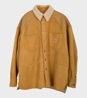 Acne Studios - Leather Suede Shearling Overshirt Straw Yellow