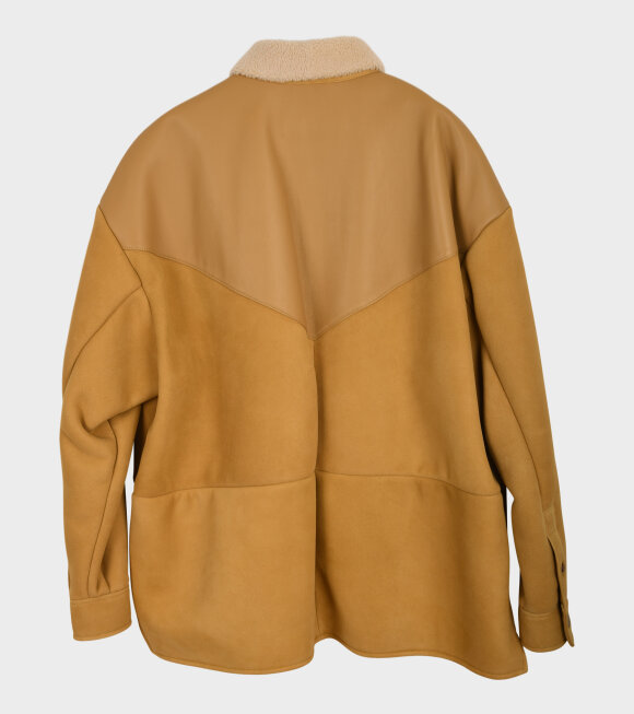 Acne Studios - Leather Suede Shearling Overshirt Straw Yellow