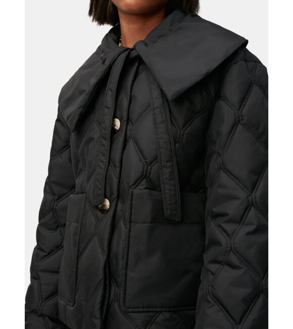 Ganni - Ripstop Quilted Collar Jacket Black