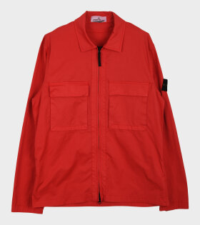 Cotton Zip Overshirt Red