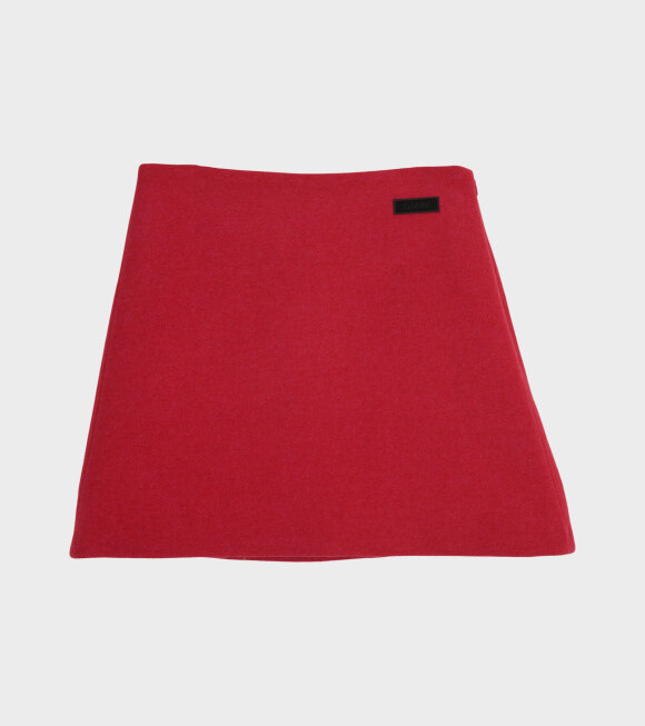 Ganni - Twill Wool Suiting Mini Skirt Fiery Red