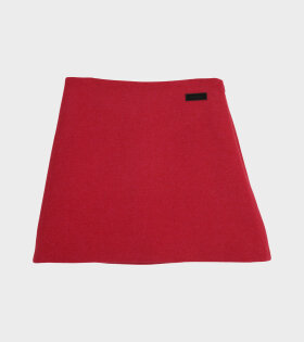 Twill Wool Suiting Mini Skirt Fiery Red