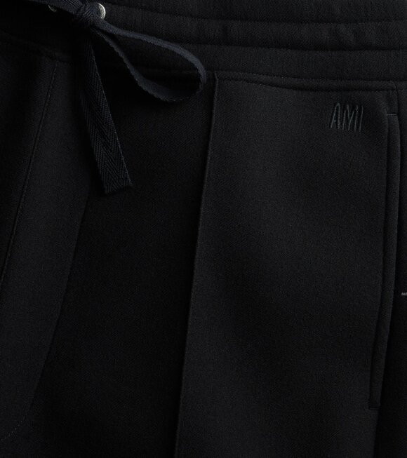 AMI - Viscose Wool Elasticated Waist Trousers Black