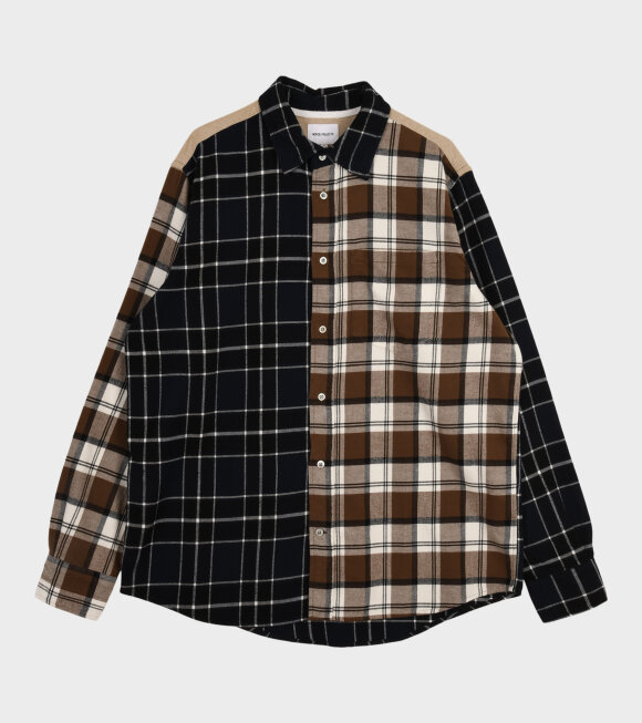 Norse Projects - Algot Mixed Flannel Check Shirt Dark Navy