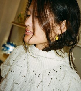 Mini Yin Yang Earring Brown/Yellow