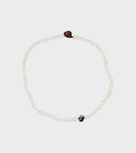 Pearl Yin Yang Necklace Black/Red 