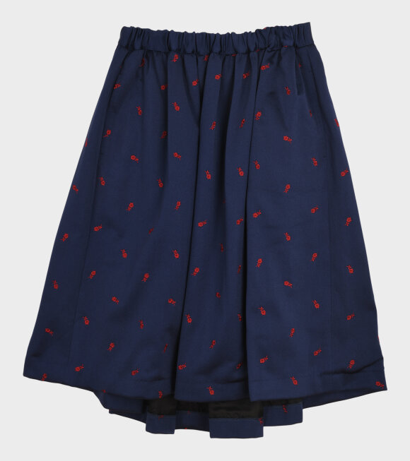 Comme des Garcons Girl - Embroidered Midi Skirt Navy/Red